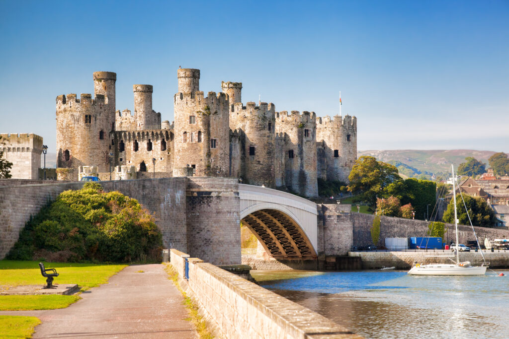 Conwy Castle in Wales, United Kingdom, series of Walesh castles